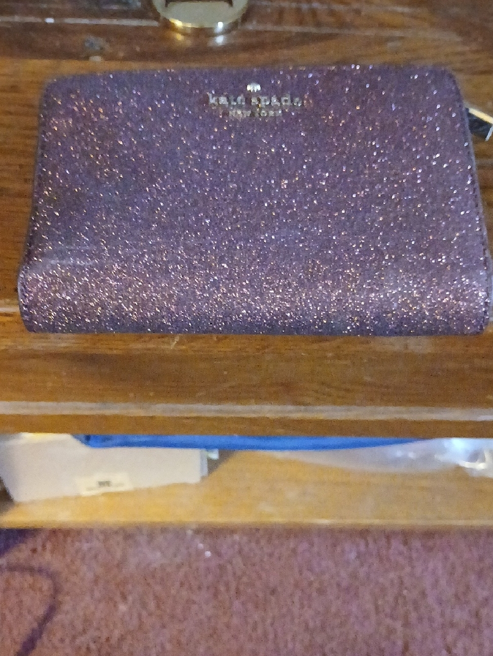 kate spade Glitter Zip Wallet in Sparkling Plum NWOT